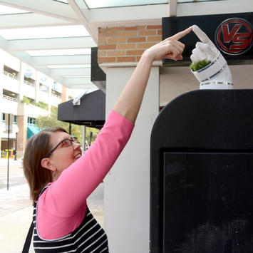 Anna McCambridge interacting with a Storm Water piece.jpg Anna McCambridge interacting with a Storm Water piece.jpg