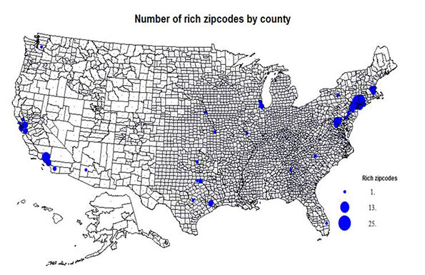 How many ZIP codes does Los Angeles include?